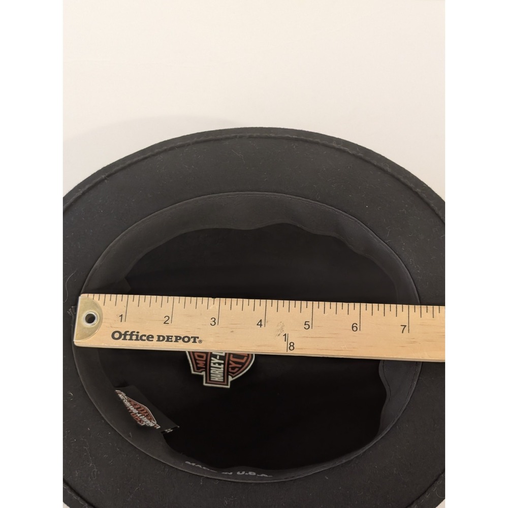 Harley Davidson Cowboy Hat Fedora Black Wool Felt Vintage USA Made Sz Small Band - Picture 15 of 16